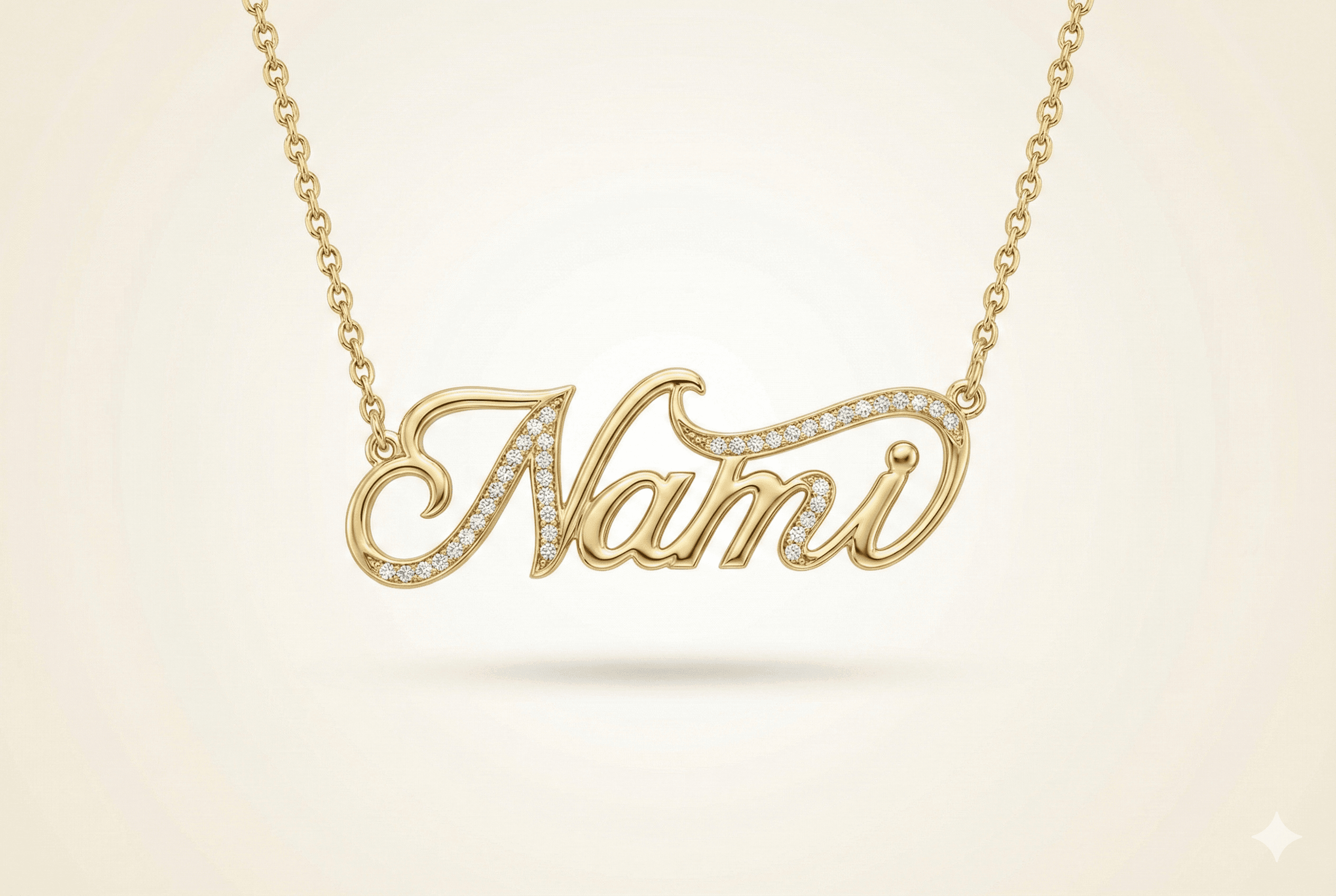 Custom Name Necklace - Diamond Accents