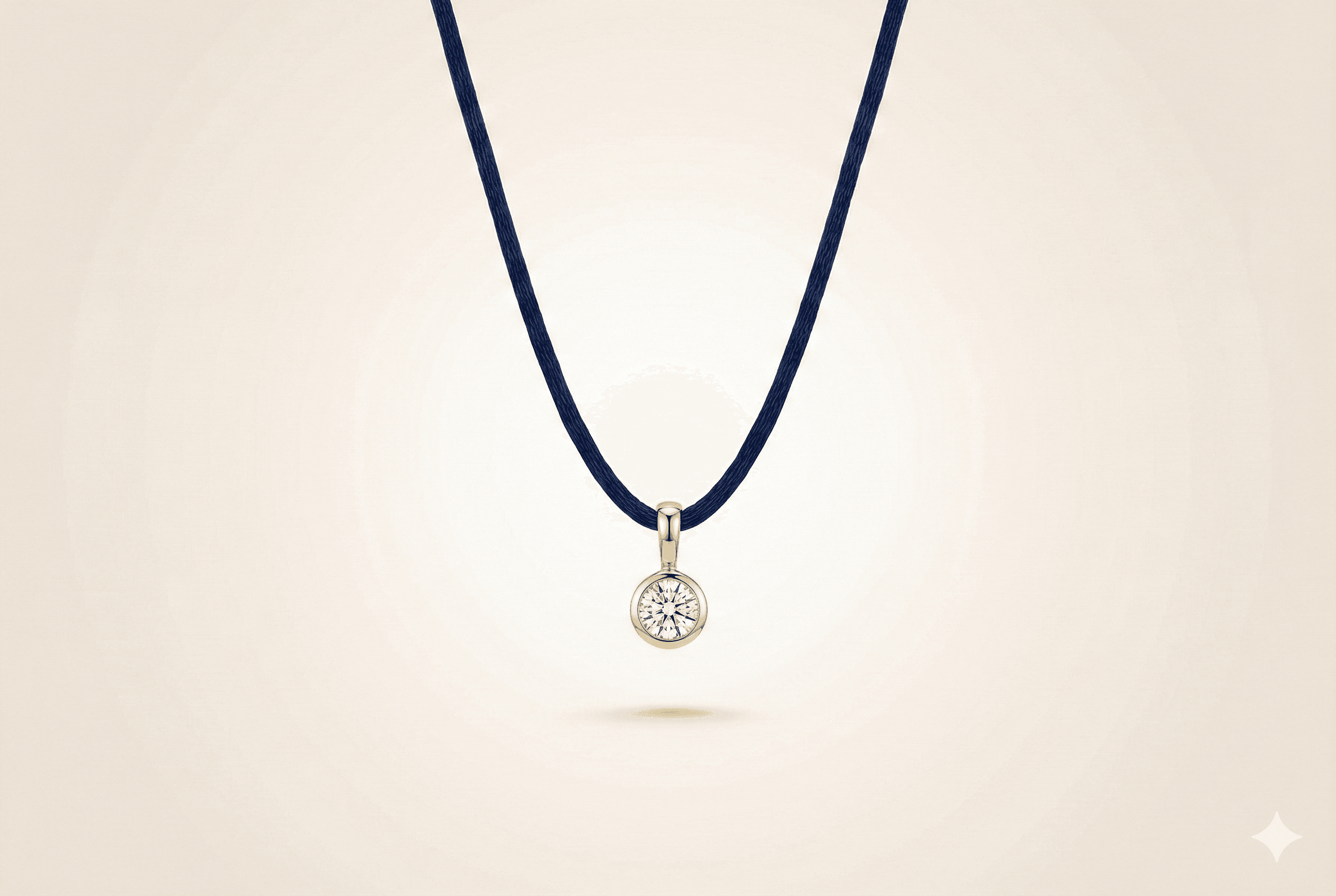 Silk Rope Diamond Necklace - Navy