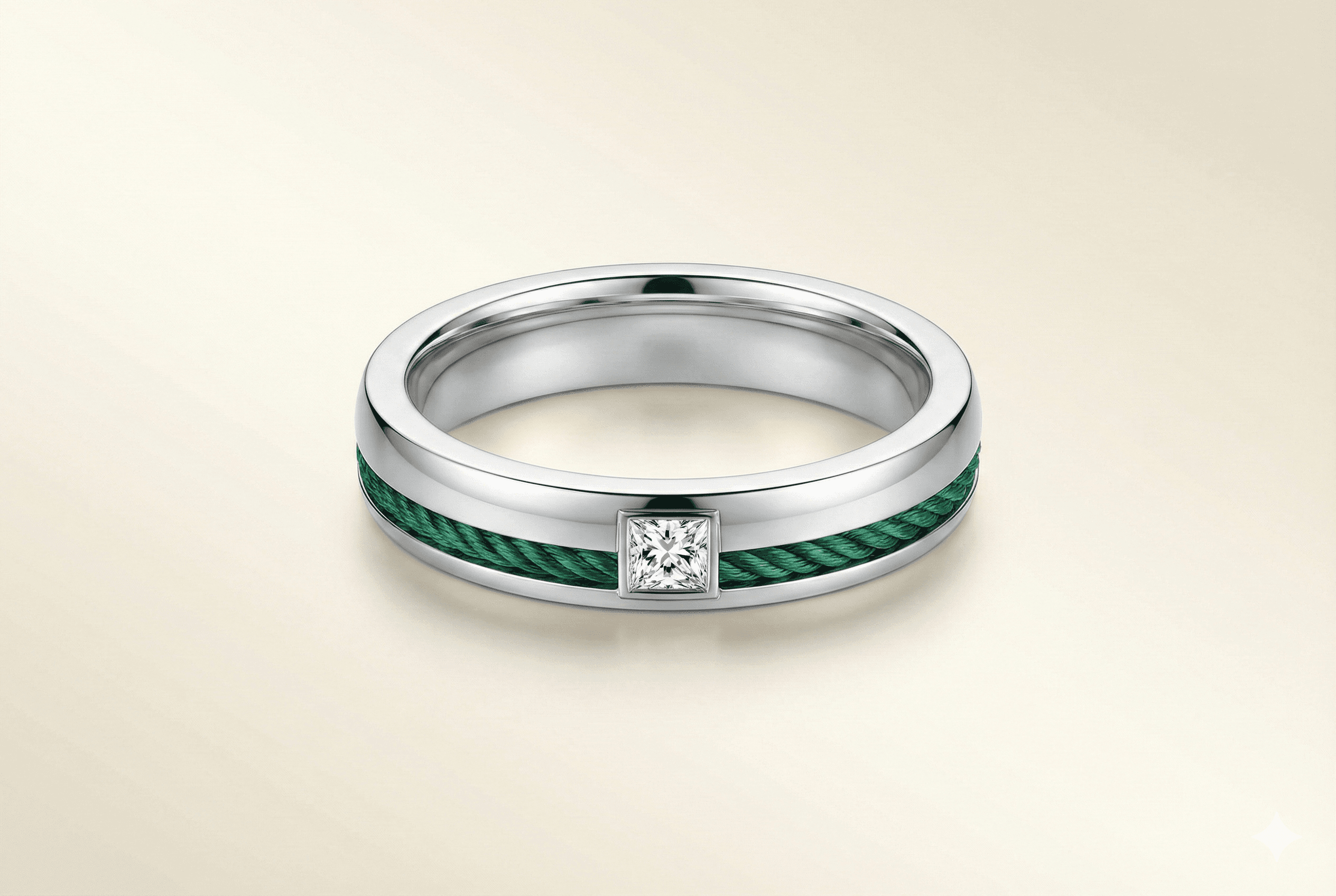 Minimalist Rope Ring - Emerald